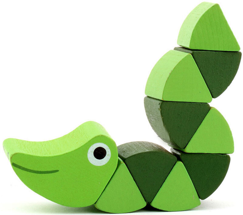New Hot Wooden Crocodile Caterpillars Toys Baby Kids Educational Colours Gift MO