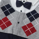 Cute Faux Two Piece Autumn Baby Romper Boys Cute Bow Tie Playsuit (18-24M) A