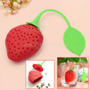 2pcs Strawberry Silicone Loose Tea Leaf Filter Strainer Herbal Spice Infuser Red