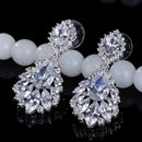 Elegant Chandelier Cubic Zirconia Long Big Crystal Bridal Drop Earring For