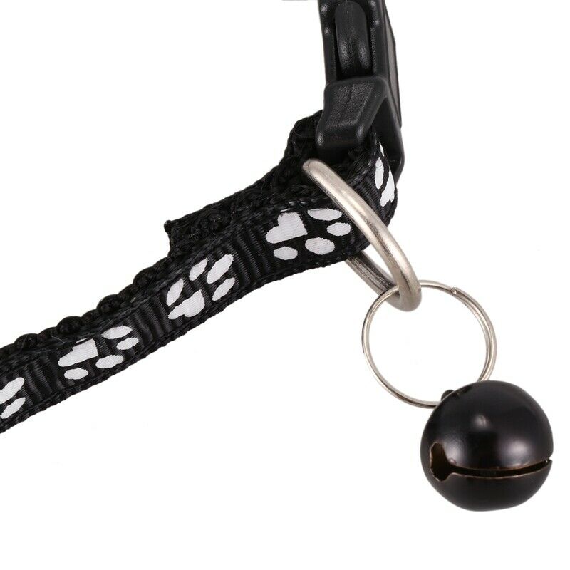 Adjustable neckband dog puppies dog collar with bells, black X3R4