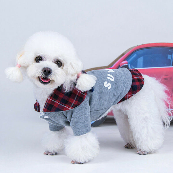 Dog Autumn Winter Warm Cotton Coat For Small Medium Dogs Puppies Red-L