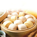 Natural Bamboo Steamer Basket Food Steamer Cooker for Dumpling Dim Sum 18cm