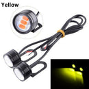 2X 12V Motorcycle Rearview Mirror Decor Eagle Eye 3 LED Conatant Bright Yell Gw