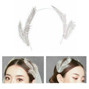 Weddings Bride Feather Headband Crystal Rhinestone Crown Hair Wrap Hoop PWK