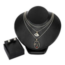 Fashion Women Geometric Stud Earrings Multilayer Chain Necklace Jewelry Set