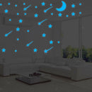 Glow In The Dark Stars Moon Stickers Ceiling Wall Paper Kids Bedroom