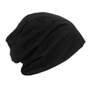Men Women Beanie Solid Color Hip-hop Slouch Unisex Knitted Cap Hat Black I1S2