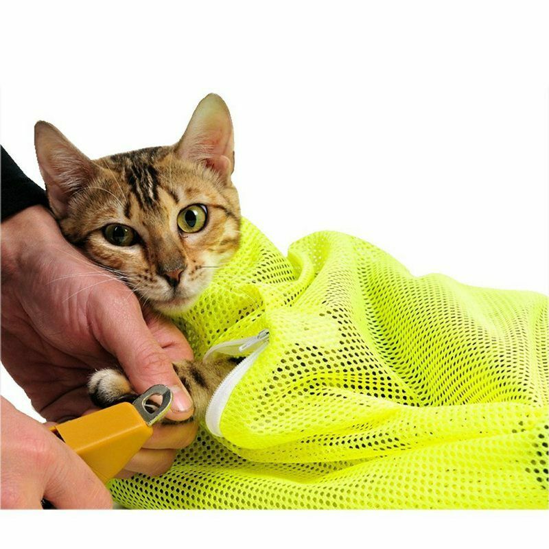 Pet Cat Grooming Washing Bath Bag, Scratching Biting Restraint Polyester Me