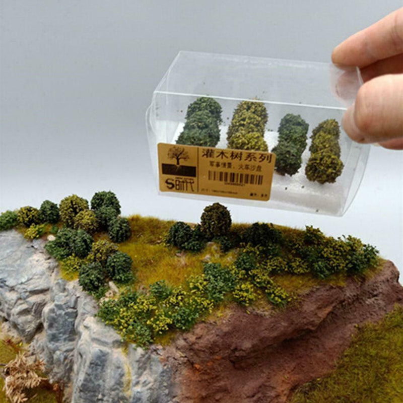 DIY Diorama Green Train Building Ornament Sand Table For Lifelike Green Plant