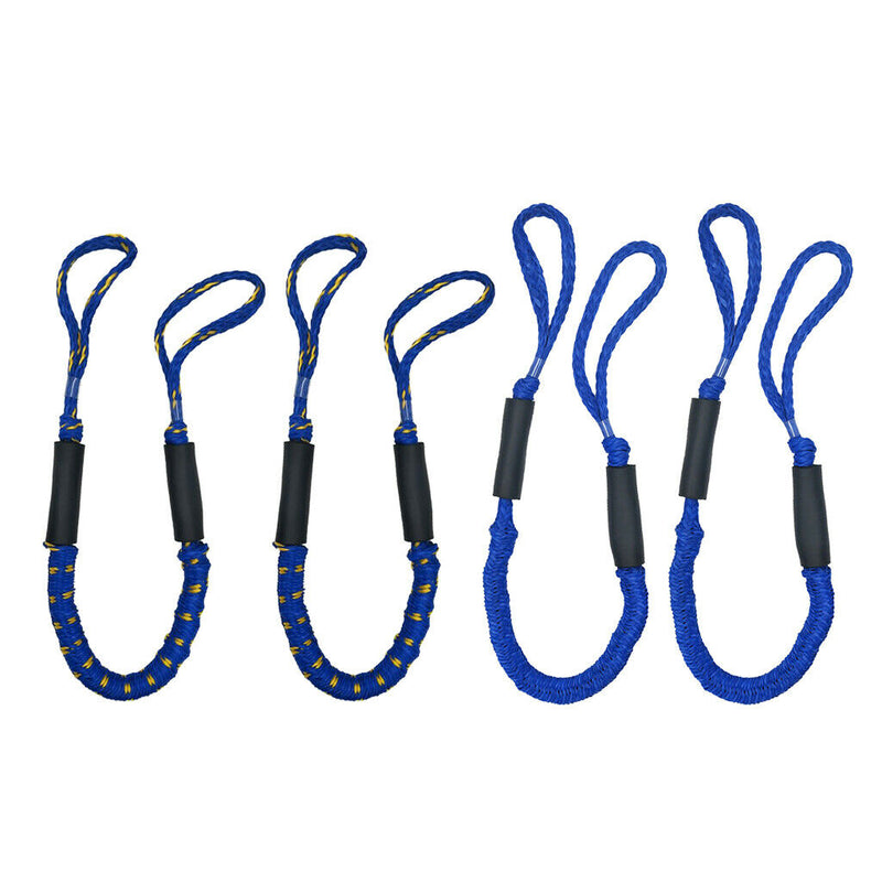 4pcs Bungee Stretching Dock Line 4 FT Marine Rope for Boat PWC Anchors
