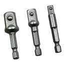 Socket Adapter Set 1/4" 3/8" 1/2" Drive 2" Long 3-Piece Home Repair Tool