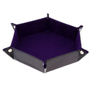 Dice PU Leather Folding Hexagon Tray Velvet for RPG DnD Dice Game Storage A