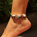 Boho Natural Sea Shell Stone Anklets For Women Wood Bead Seashell Ankle Bra