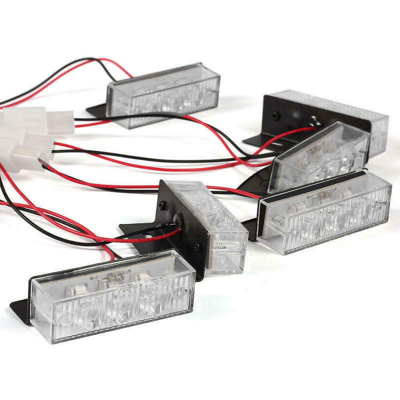 1 Set Car 6X 3 LEDs Blue Strobe Emergency Flashing Police Warning Grill Light