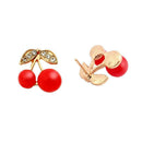 Sweet Shining Rhinetones Women Girls Cute Mini Cherry Fruit Studs Earrings