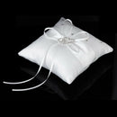 Wedding Ring Pillow 15 x 15 cm White Double Heart Crystal Rhinestone