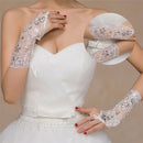 Bride White Gloves Beads Embroidery Beaded Short Wedding Dress Bridal Gloves Gw