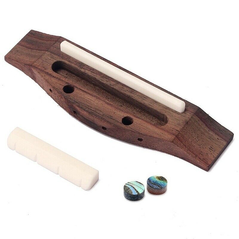 4 String Guitar Ukulele Rosewood Bridge Set Saddle Nut for Musical Instrume