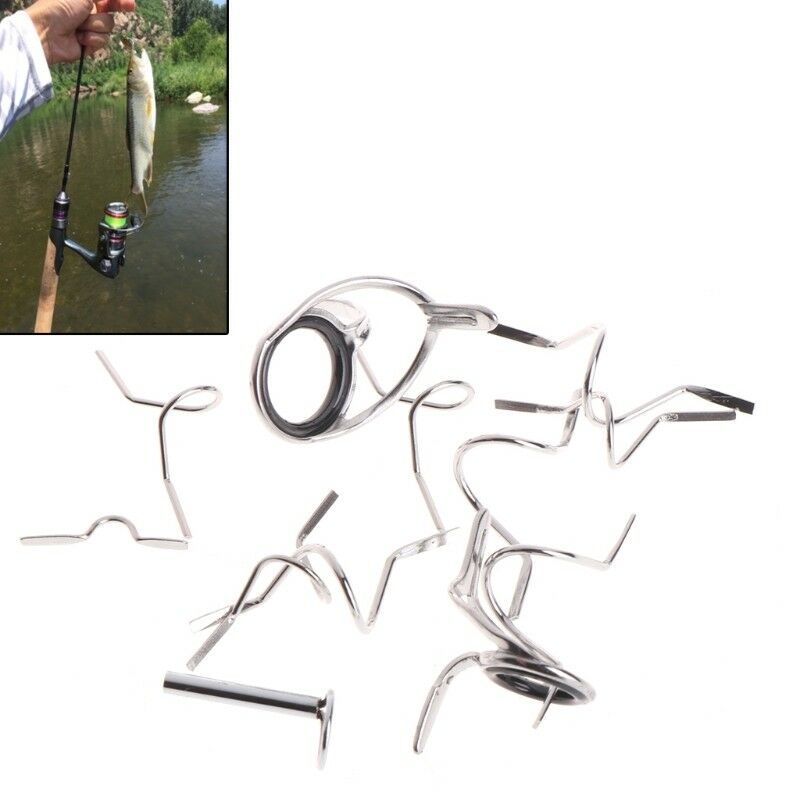1 Set Fishing Rod Pole Guide Eye Fly Fish Mixed Stainless Steel Rings Repair Kit