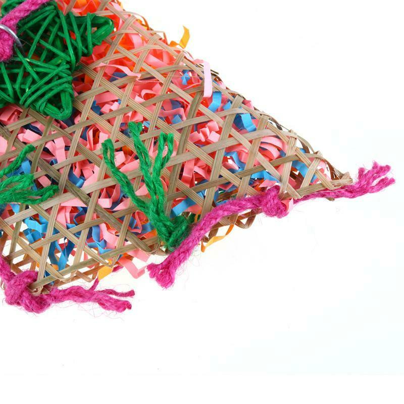 Colorful Bamboo Weave Cotton rope Swing Parrot Bird Toys Cockatiel Chewing