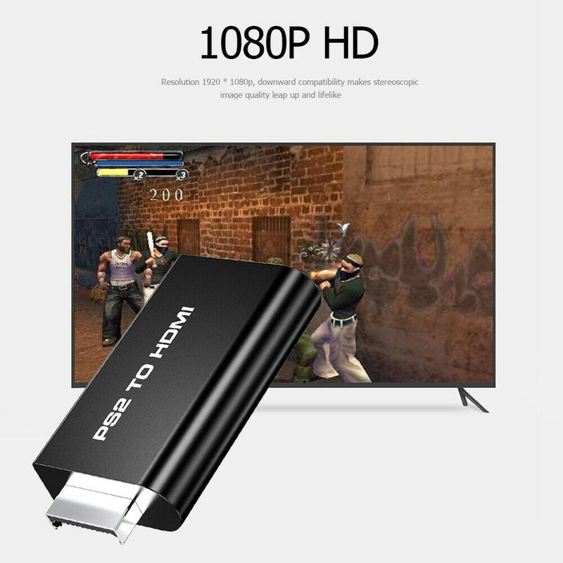 For PS2 to HDMI Video Converter Adapter with 3.5mm Audio Output for HDTV PC