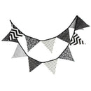 12 Flags 3.2m Black White Cotton Party Wedding Pennant Bunting Banner Decor O7I2