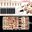 140Pcs Car Auto Copper Ring Lug Terminal Wire Bare Cable Crimp Connectors Ki Nw