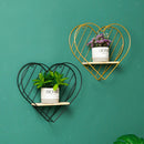Floating Shelf Rack Photo Frame Organizer Geometric Home Black Heart Shaped