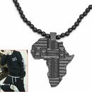 Black Beads Link Chain Wooden Africa Map Pendant Necklace Jewelry For Men FIV