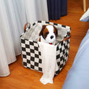 Foldable Canvas Plaid Square Storage Basket Clothes Toys Laundry Container
