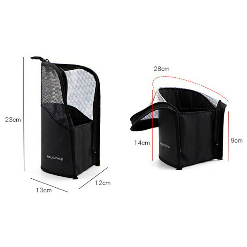 Zipper Black Travel Makeup Brush Bag Empty Organizer Pouch Pocket Holder Kit FT