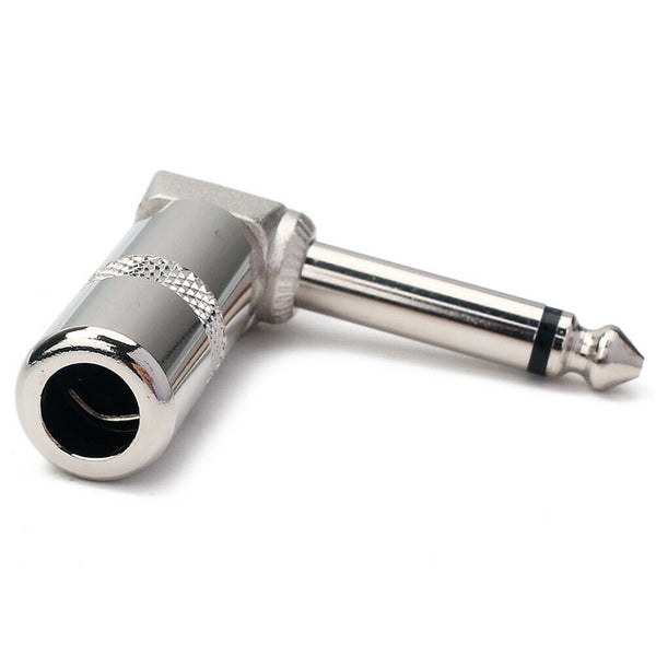 Right Angle 6.3mm Male Mono Phone Plug Guitar Audio Mic Cable Connector Jack Del