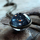 Solar System Necklace Pendant Planet Glow In Dark Galaxy Double Sided Glass Dome