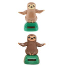 2pcs Solar Power Automatic Swing Car Ornament Lovely Cartoon Sloth Car Dashboard