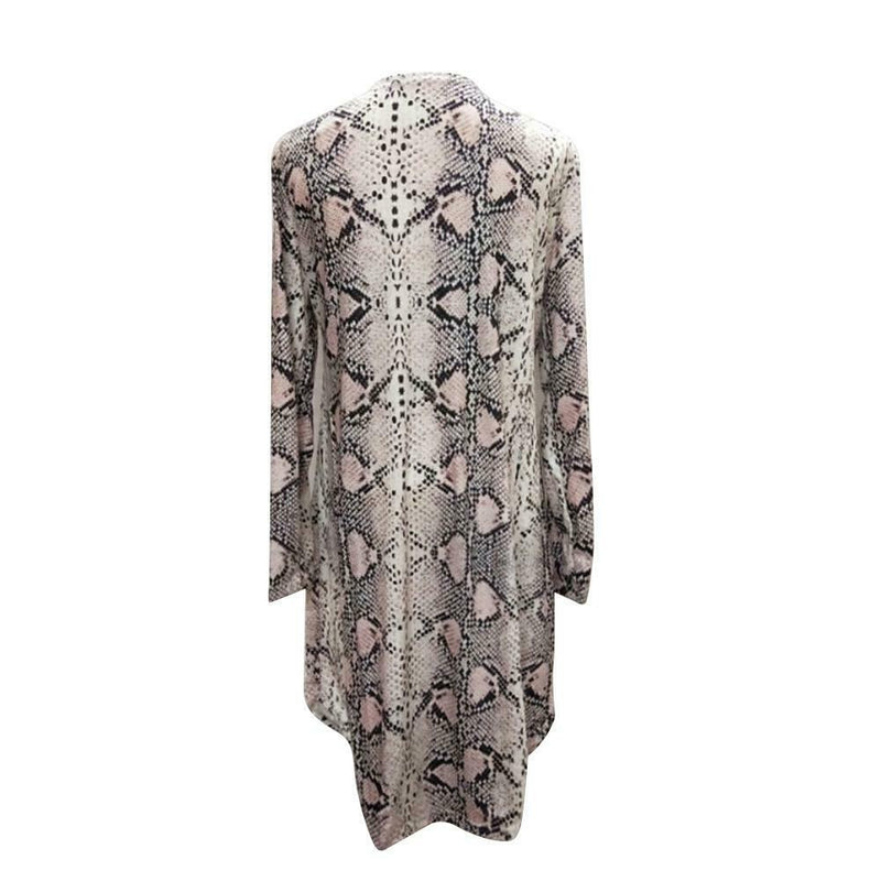 Women Casual Long Sleeve Cotton Cardigan Loose Fashion Print Tops (Grey L)