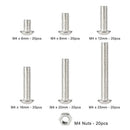 170pcs 304 Stainless Steel M4 Hex Socket Button Head Screw Nut Assortment K F3W5