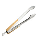 18.7 inch BBQ Food Tongs Clamp Stainless Steel Beef Baking Tongs Wood Handle