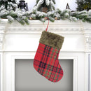 Christmas Stockings Plush Plaid Gift Bag Socks Fireplace Xmas Tree Ornament