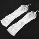 Folds Lace Embroidered bridal satin wedding dress protection sleeve white E9X5