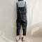 Casual Women Solid Color Strappy Pocket Loose Harem Jumpsuit Black S J6E4