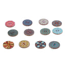 Mixed Flower Painting Round 2 Holes Wood Wooden Buttons for Sewing Crafting E5K6