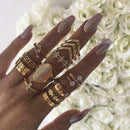 13x Mujer Golden Crystal Turtle Finger Rings Knuckle Midi Ring Sets Boho Q7 Y2W3