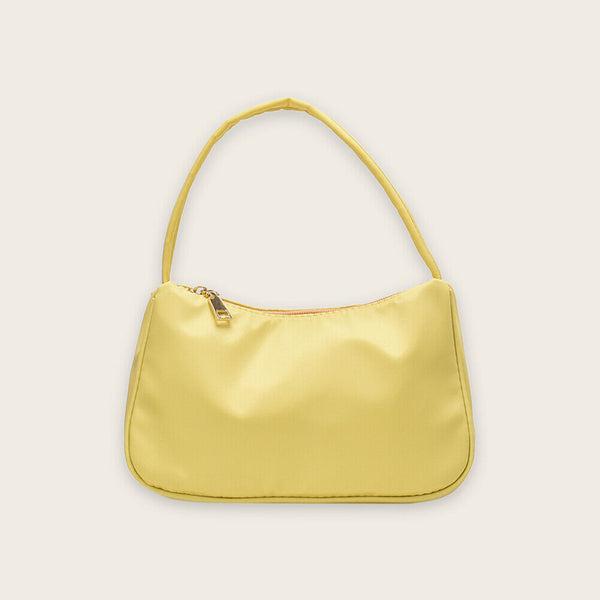 Nylon Casual Women Handbag Tote Female Solid Underarm Shoulder Bag (Yellow)