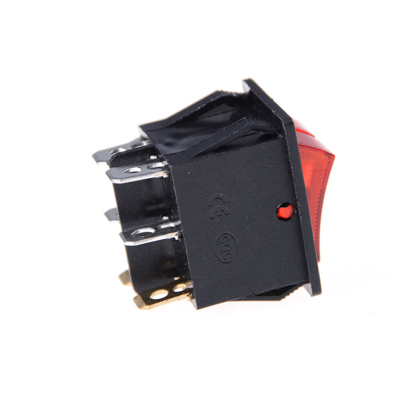 Double Boat Rocker Switch 6 Pin On-Off With Red Light 16A 125VAC B.AU