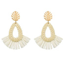 Woven Rattan Straw Tassel Earrings for Women Handmade Straw Braid Drop Dang G4L5