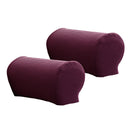 2Pcs Stretch Armrest Slip-Covers Sofa Arms Protectors Purple +10 Twist Pins