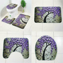 3pcs/set Tree Flowers Printed Non Slip Floor Carpet Bathroom Bath Mats (D)