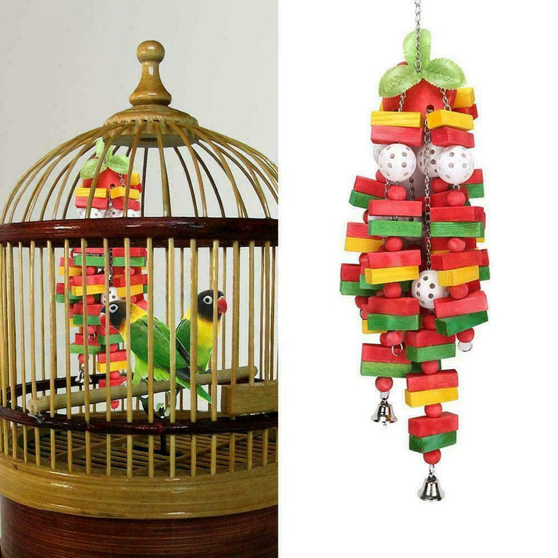 3PCS/Set Bird Parrot Toys Set Hanging Bell Bird Cage Swing Hammock Small P6O7