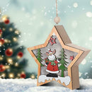 Wooden Star Pendant Xmas Tree LED Fairy Light Ornaments (Christmas Moose) A
